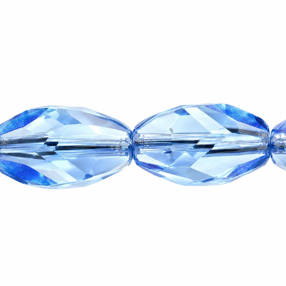 Faceted Special Cut Beads, Transparent Blue (30020), Glass, Czech Republic