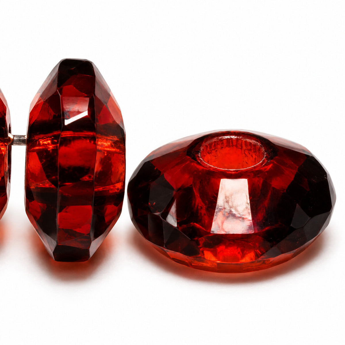 Rivoli Large Hole Faceted Special Cut Beads, Transparent Orange (10080), Glass, Czech Republic