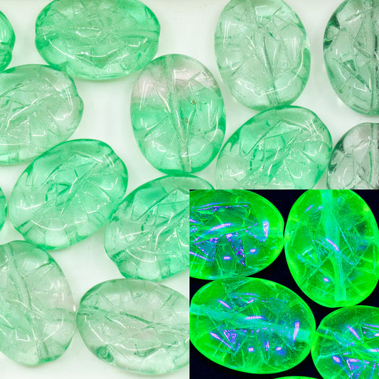 OUTLET 10 grams Pressed Beads, 17 x 15 mm, Transparent Green (50800-50810), Glass, Czech Republic