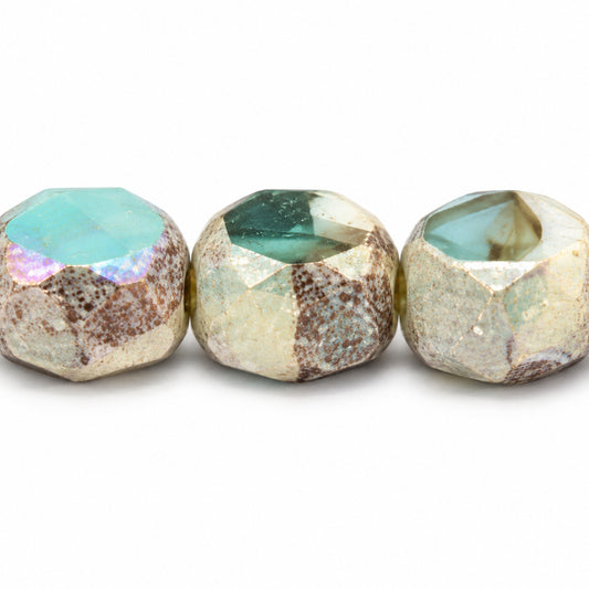 Cut & Faceted Fire Polished Beads, X2908 Antique Silver Patina Ab (x2908-81002-28701), Glass, Czech Republic