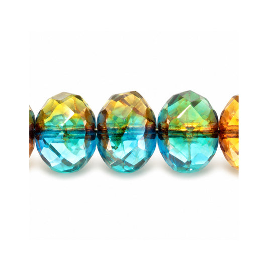 Rondelle Faceted Fire Polish Beads, T0050 Bronze (t0050-14415), Glass, Czech Republic