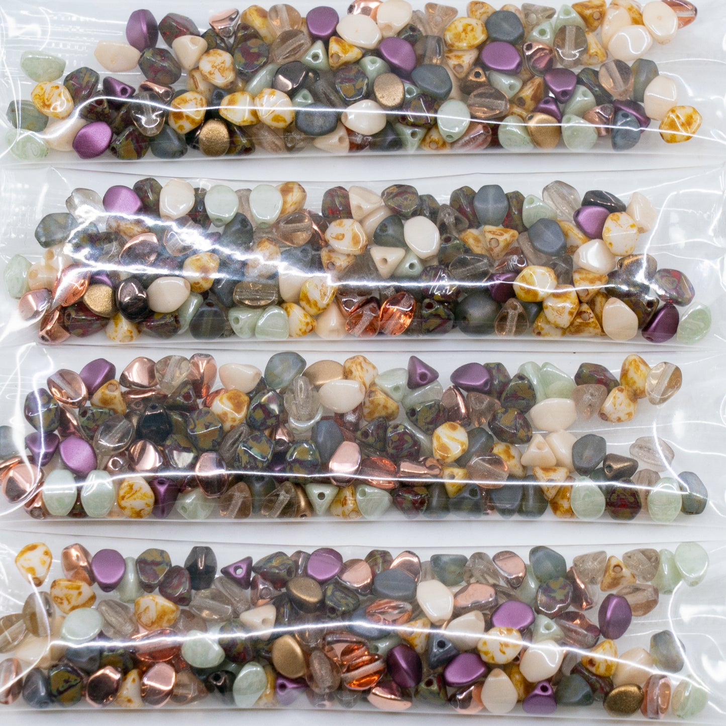 清仓 10 克 挤珠，5 x 5 毫米，石灰华混色 (travertin-mix)，玻璃，捷克共和国