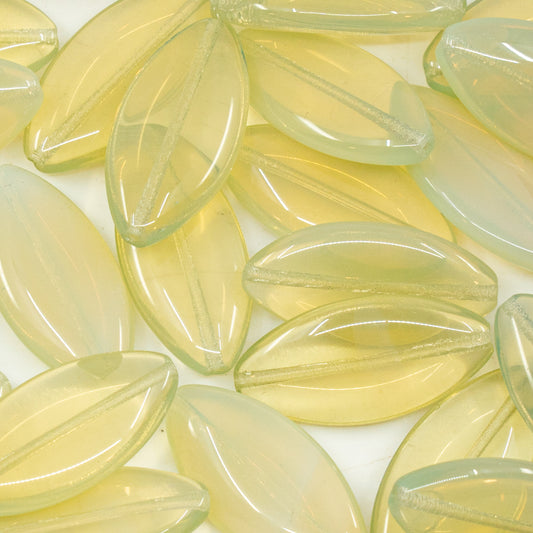 奥特莱斯 10 克椭圆形珠子，24 x 12 毫米，蛋白石米色（opal-beige），玻璃，捷克共和国