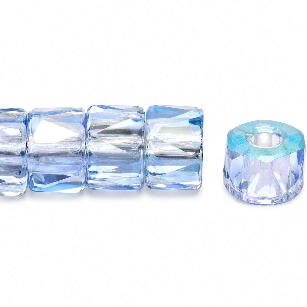 Faceted Oval Beads Special Cut, Transparent Blue Ab (30020-28701), Glass, Czech Republic