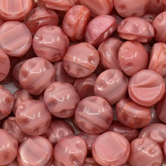 OUTLET 10 grams Pressed Cabochon (Without Hole), 10 x 10 mm, Pink Silk No Hole (76010-no-hole), Glass, Czech Republic