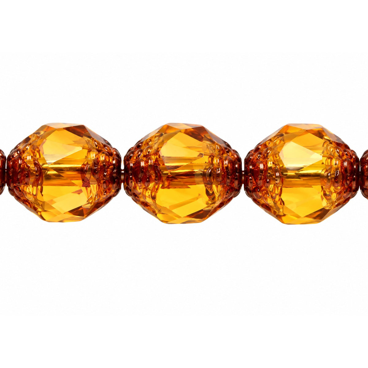 Special Cut Faceted Fire Polished Beads, Transparent Orange Bronze (10060-14415), Glass, Czech Republic