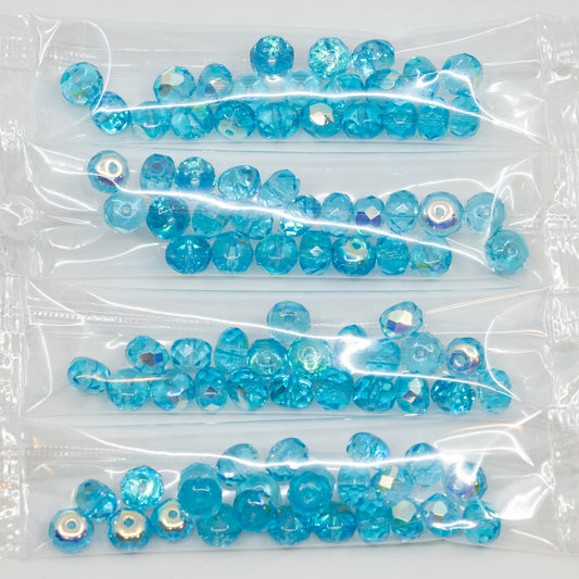 奥特莱斯 10 克多面圆珠，火抛光，6 x 9 毫米，透明浅绿色 (60010-28701)，玻璃，捷克共和国