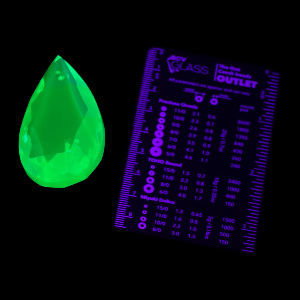 1 pc Uranium Chandelier Trimming Teardrop Pendant (approx. 55x40mm), Emerald Green, Hand Cut and Polished Glass, Czech Republic, OUTLET
