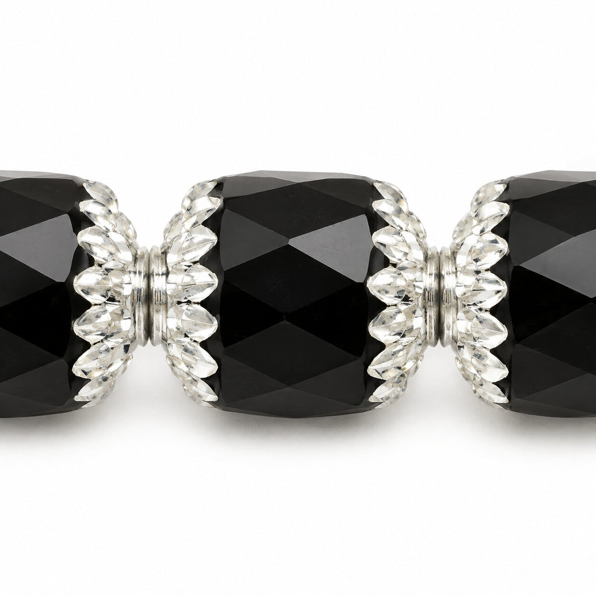 Cathedral Faceted Fire Polished Beads, Black Silver (23980-27000), Glass, Czech Republic