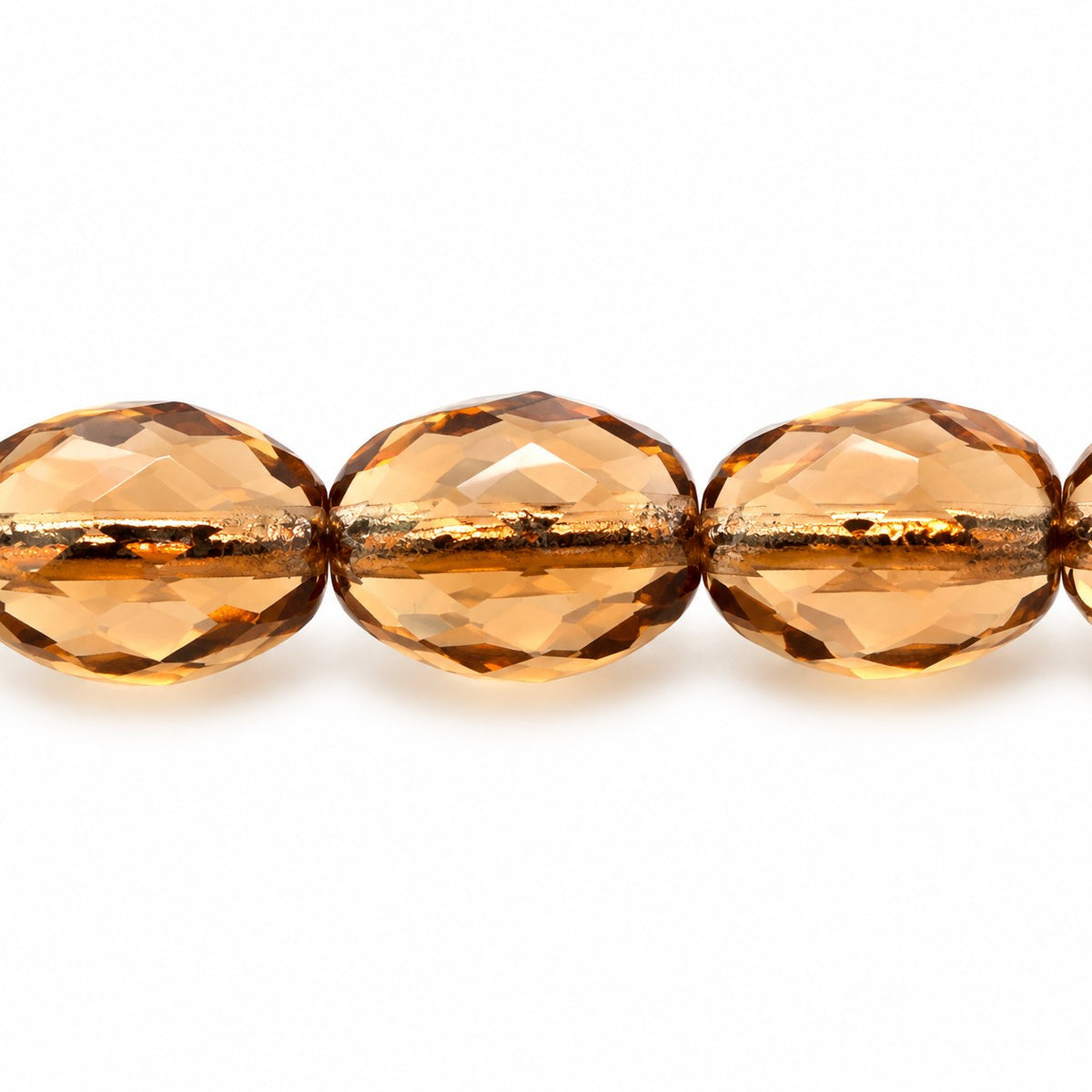 Oval Faceted Beads, Transparent Brown (10220), Glass, Czech Republic