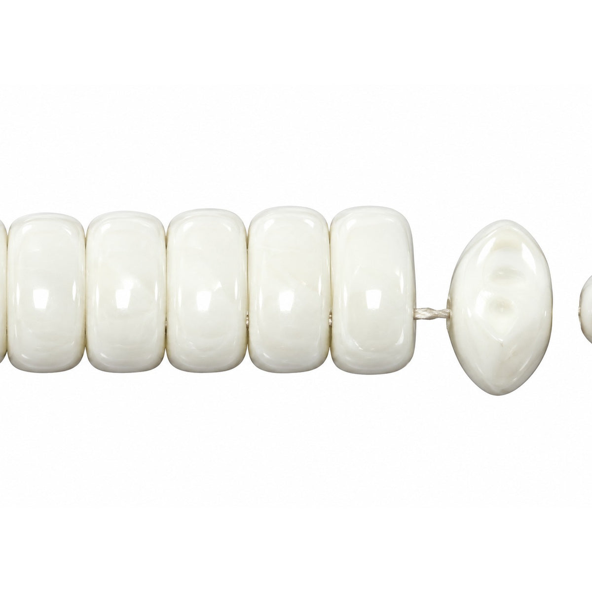 3-Hole Pressed Oval Beads, Chalk White (3000), Glass, Czech Republic