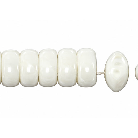 3-Hole Pressed Oval Beads, Chalk White (3000), Glass, Czech Republic