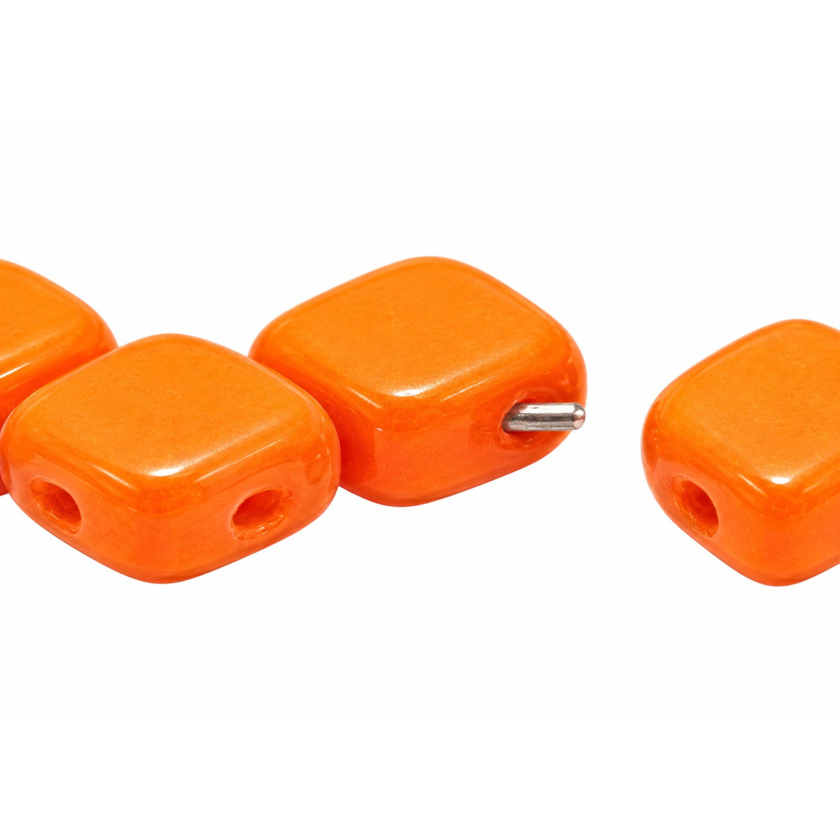 Silkt 2-Hole Beads, Opaque Orange (93120), Glass, Czech Republic