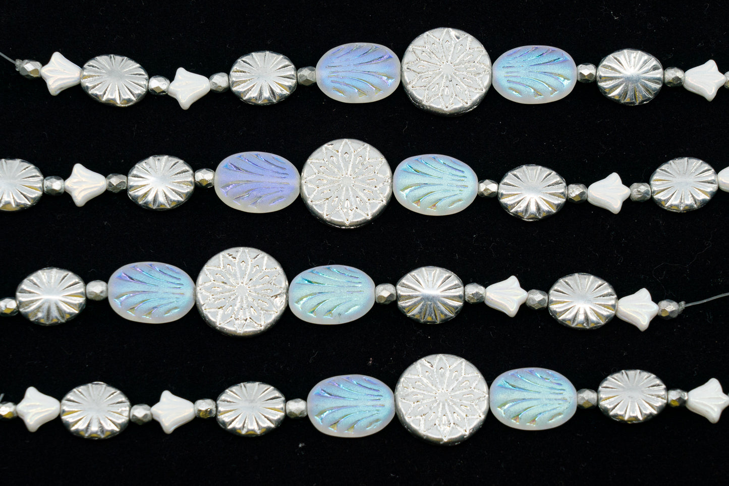 OUTLET 1 pc Stranded Bead Mix strand silver origami