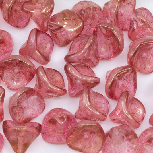 OUTLET 250g/50g Daylily Flower Beads, 12 x 10 mm, Crystal Luster Red Full Coated (00030-14495), Glass, Czech Republic
