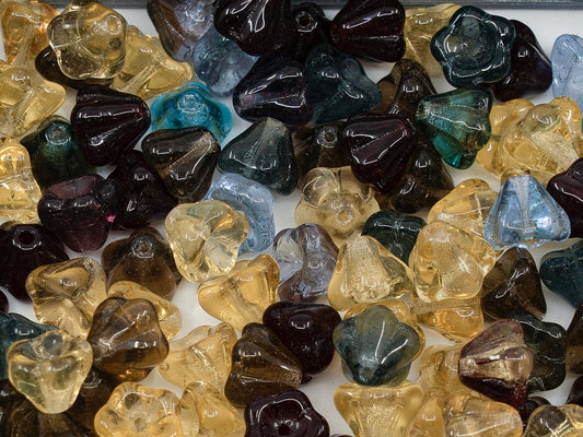 OUTLET bell flower mix 1,  mm, Glass, Czech Republic
