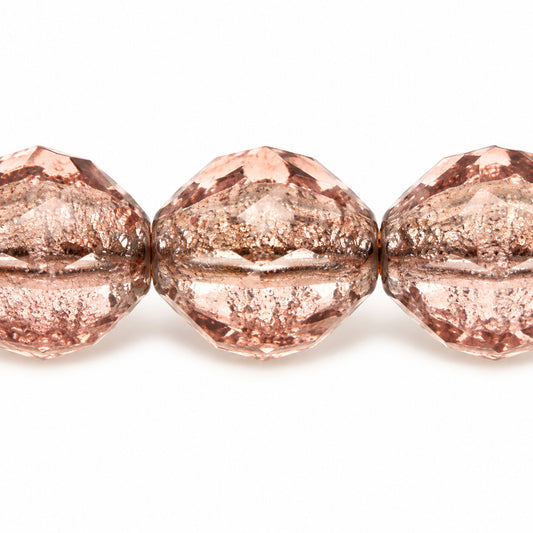 Wasp Special Cut Faceted Fire Polished Beads, Transparent Pink Platin (70110-13702), Glass, Czech Republic