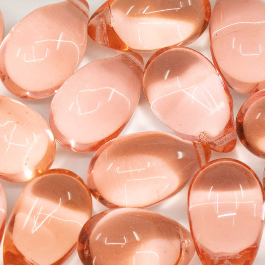 OUTLET Drop Beads, 14 x 23 mm, Transparent Pink (70120), Glass, Czech Republic