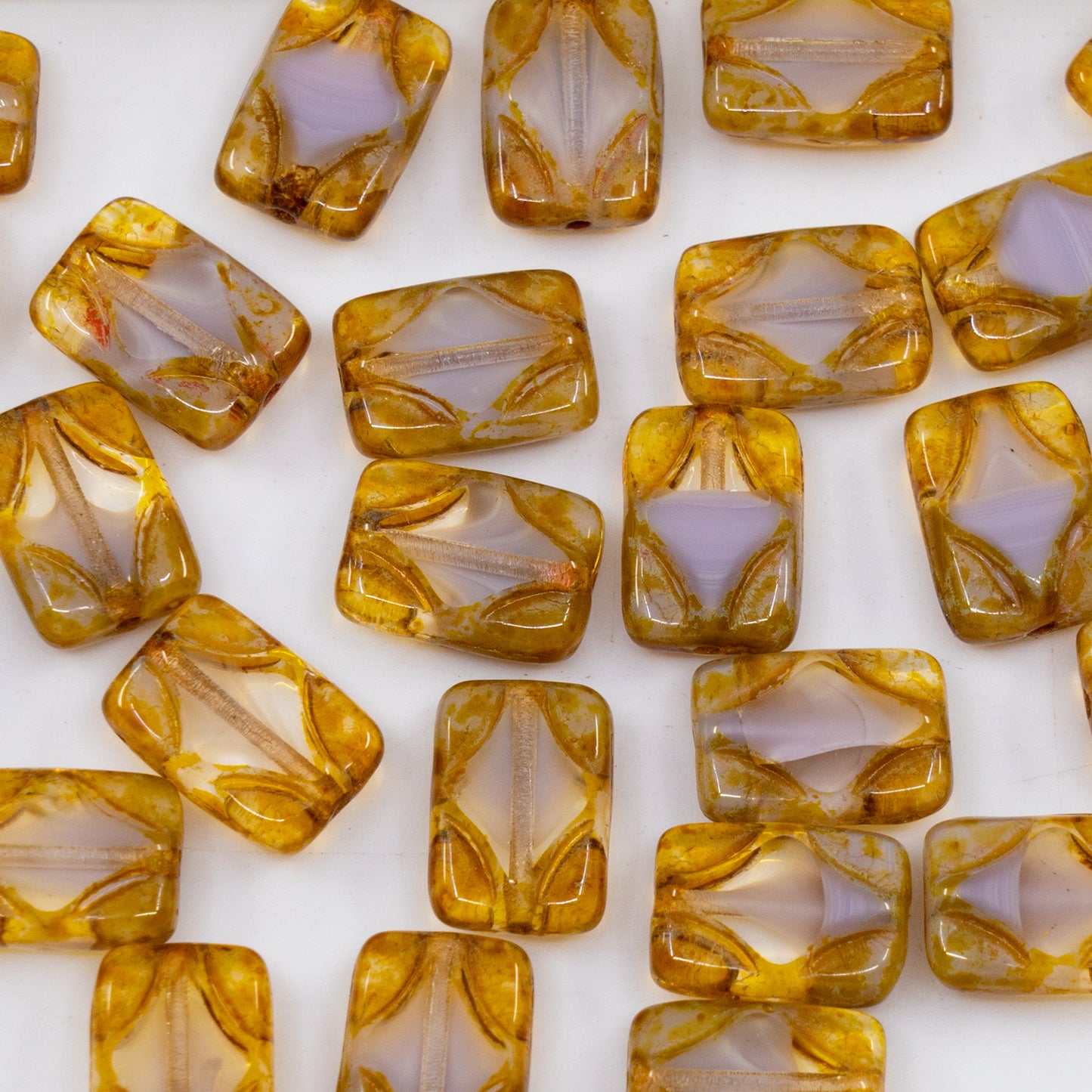 OUTLET 250g/50g Table Cut Rectangle Beads, 12 x 8 mm, 26007 Travertin (26007-86800), Glass, Czech Republic