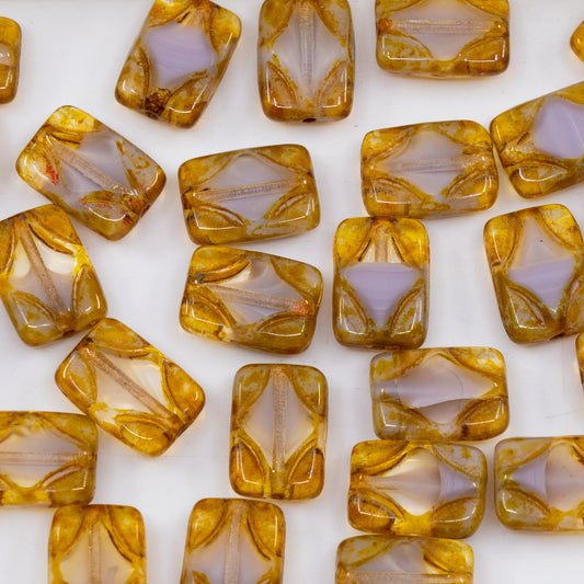 OUTLET 250g/50g Table Cut Rectangle Beads, 12 x 8 mm, 26007 Travertin (26007-86800), Glass, Czech Republic