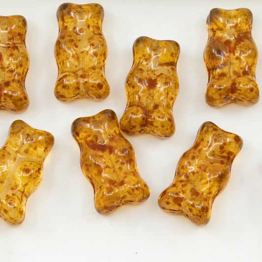 OUTLET 10 grams Gummy Bear Beads With Hole, 20 x 11 mm, Crystal Travertin (00030-86800), Glass, Czech Republic