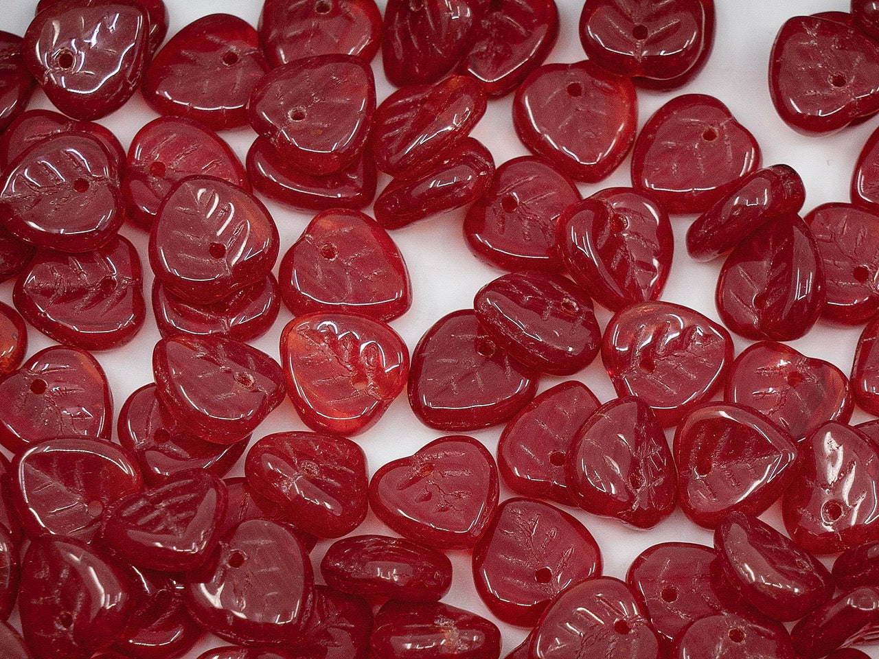 アウトレット ハートリーフビーズ、9mm、ガラス、チェコ共和国