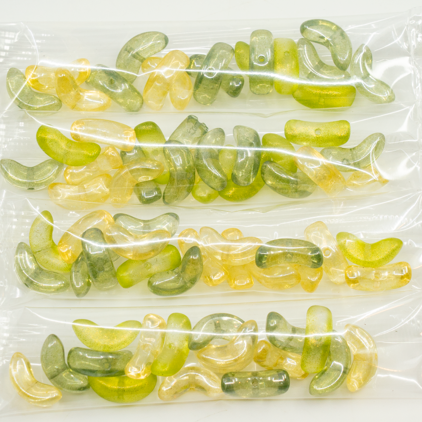 OUTLET 10 grams Angel Wing Beads, 15 x 15 mm, Crystal Green Mixed Colors (00030-green-mix), Glass, Japan