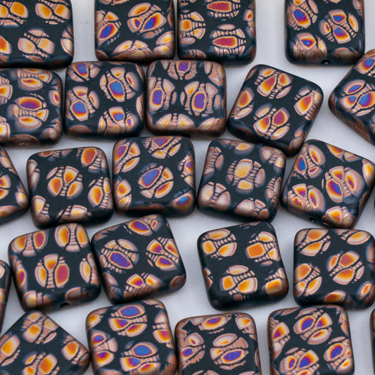 OUTLET 250g/50g Square Beads, 10 x 10 mm, Batika Mixed Colors 232 (BATIKA-MIX-232), Glass, Czech Republic