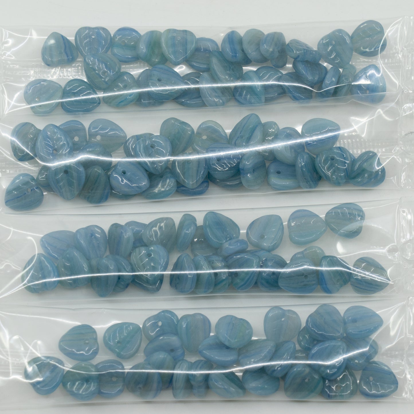 アウトレット 10グラム リーフビーズ、ブルーストライプ（ブルーストライプ）、ガラス、チェコ共和国