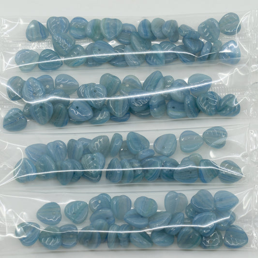 アウトレット 10グラム リーフビーズ、ブルーストライプ（ブルーストライプ）、ガラス、チェコ共和国