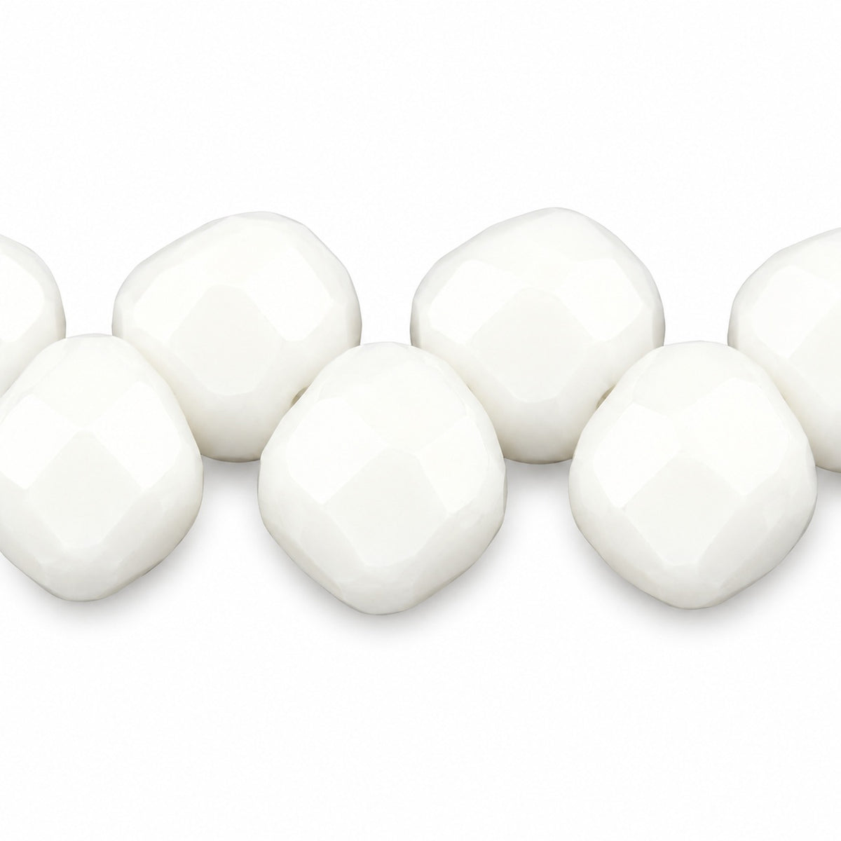 Small Leaf Pressed Beads, Chalk White (03000), Glass, Czech Republic