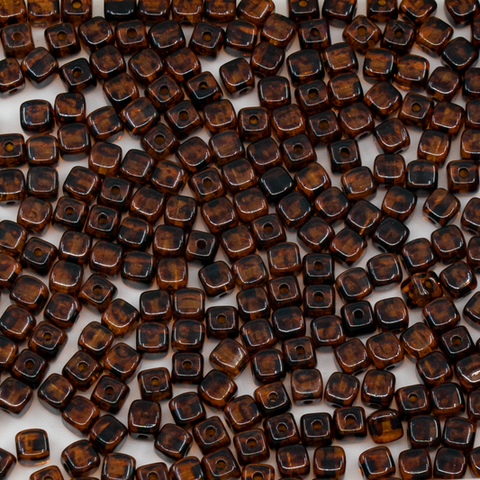 OUTLET 250g Cube Beads, 4 x 4 mm, Topaz Travertin (10070-86800), Glass, Czech Republic