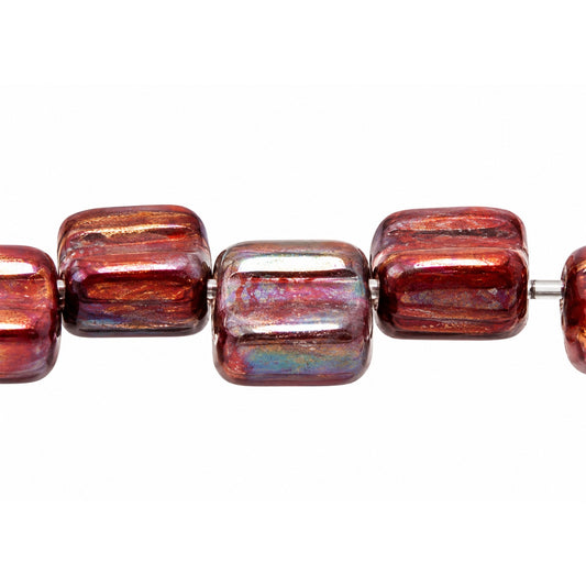 Silky 2-Hole Square Beads, Deep Orange  Vega Iris (93140-15781), Glass, Czech Republic