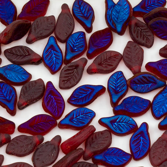 OUTLET 250g/50g Bay Leaf Beads, 6 x 12 mm, Ruby Red Matte Azuro (90080-84100-22201), Glass, Czech Republic