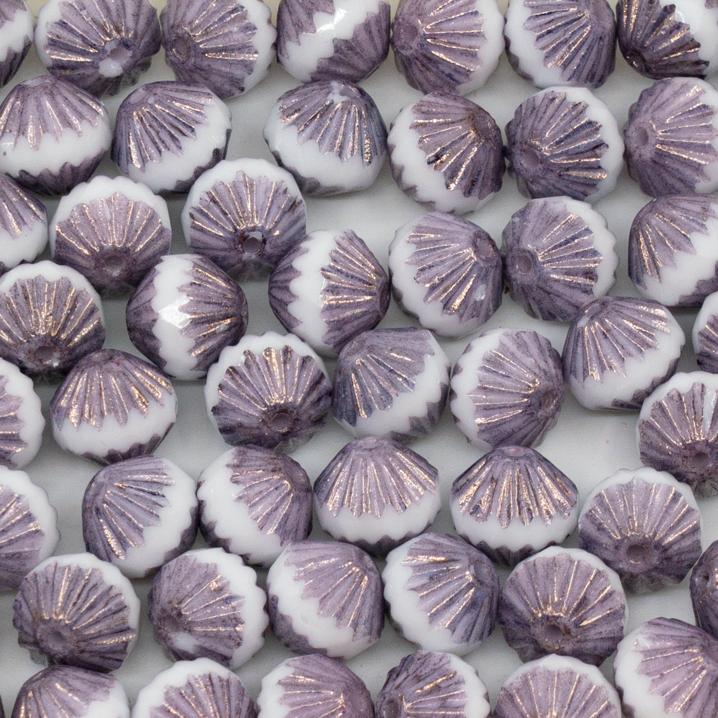 OUTLET 10g Special Cut Faceted Fire Polished Beads, 9 x 9 mm, Chalk White Bronze (03000-14415), Glass, Czech Republic