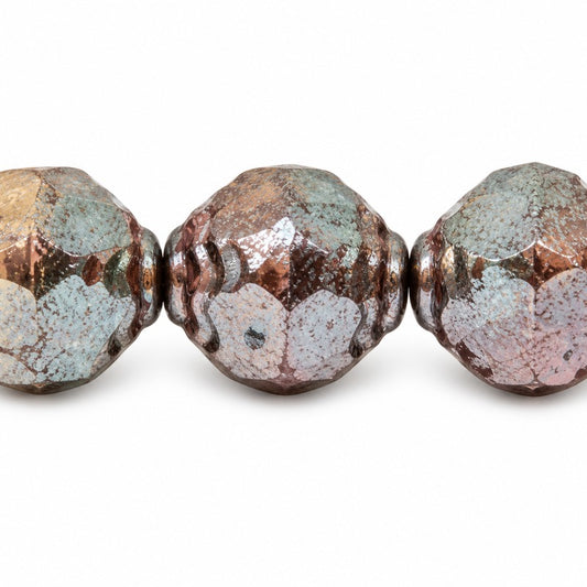 Wasp Special Cut Faceted Fire Polished Beads, X1754 Stain With Luster Amber (x1754-65401), Glass, Czech Republic