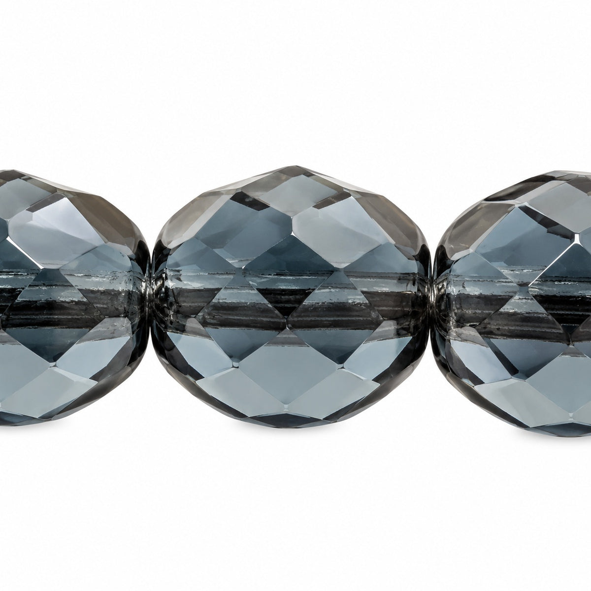 Faceted Round Fire Polished Beads, Transparent Dark Blue (30330), Glass, Czech Republic