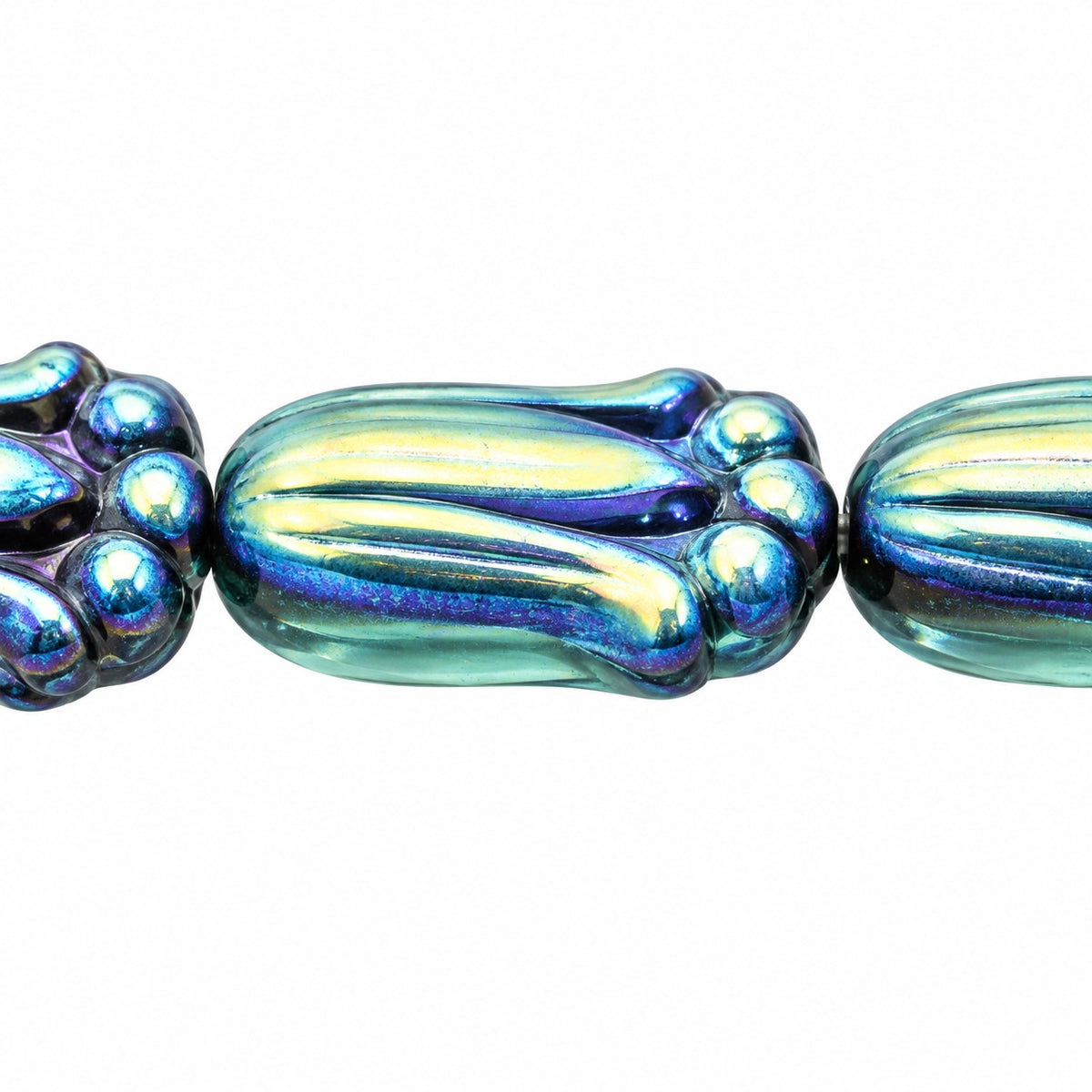 Tulip Flower Beads, Black 28305 (23980-28305), Glass, Czech Republic