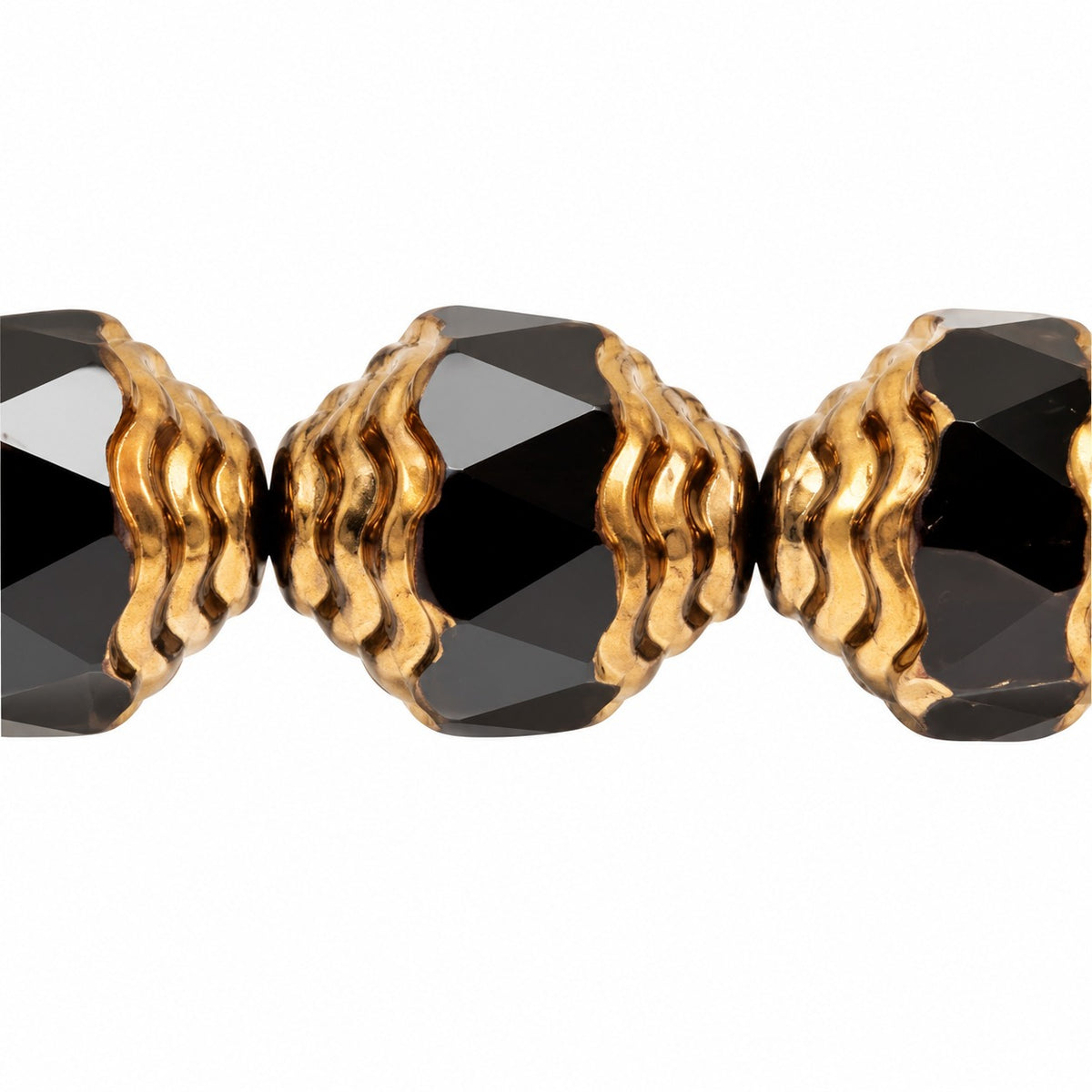 Special Cut Faceted Fire Polished Beads, Black Luster Violet Full Coated (23980-14496), Glass, Czech Republic