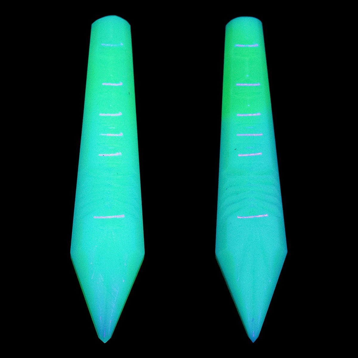 1 pc Uranium Chandelier Trimming Notched Icicle Drop (approx. 76x15mm), Opal Green, Hand Cut and Polished Glass, Czech Republic, OUTLET
