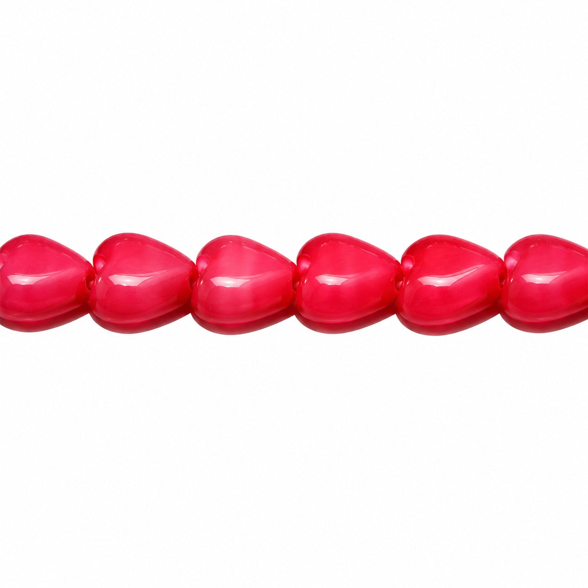 Heart Beads, Opaque Pink (73020), Glass, Czech Republic