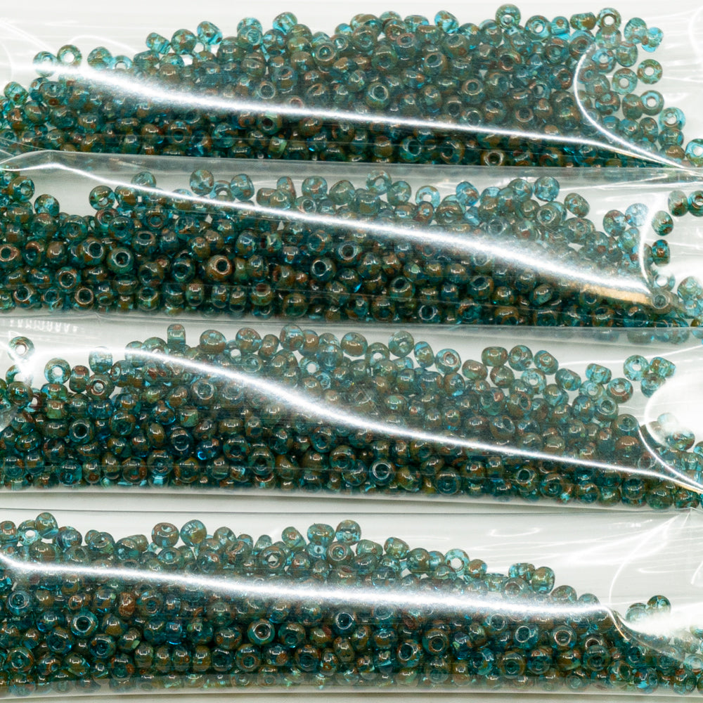 OUTLET 10 grams Preciosa Ornela Seed Beads, Round Hole, Loose, 8/0, Crystal Travertin (030-86800), Glass, Czech Republic