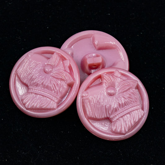 OUTLET 1 pcs Czech Glass Handmade Button, s10 x 22 mm, Pink Dog (pink-dog), Glass, Czech Republic