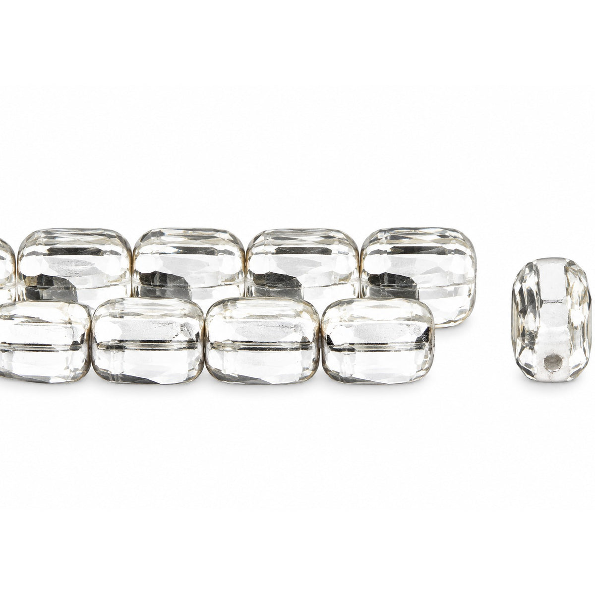2-Hole Pressed Beads, Crystal (30), Glass, Czech Republic