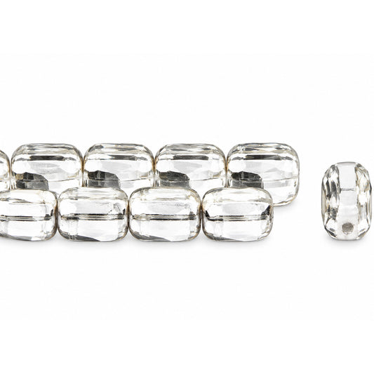 2-Hole Pressed Beads, Crystal (30), Glass, Czech Republic