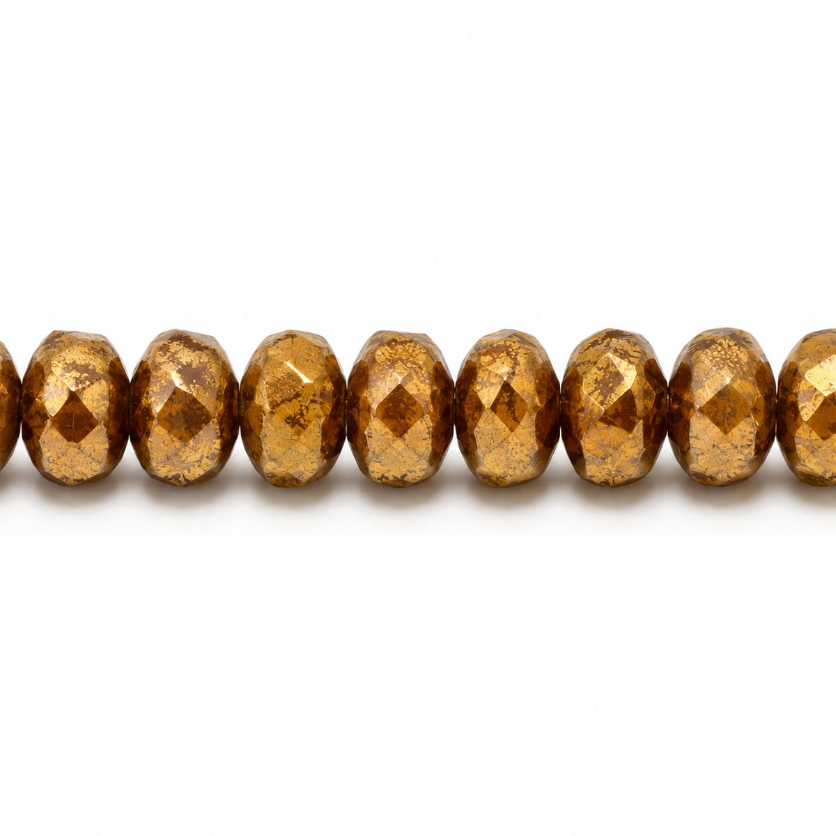 Special Cut Faceted Fire Polished Beads, Opaque Green Terracotta Red (53410-15495), Glass, Czech Republic
