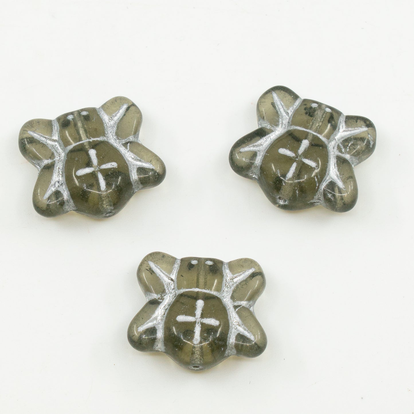 OUTLET 10 grams Spider Beads, 20 x 20 mm, Transparent Gray Silver Lined (40020-54201), Glass, Czech Republic