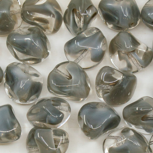 OUTLET 10 grams Pressed Beads, 15 x 15 mm, Crystal Gray (46028), Glass, Czech Republic