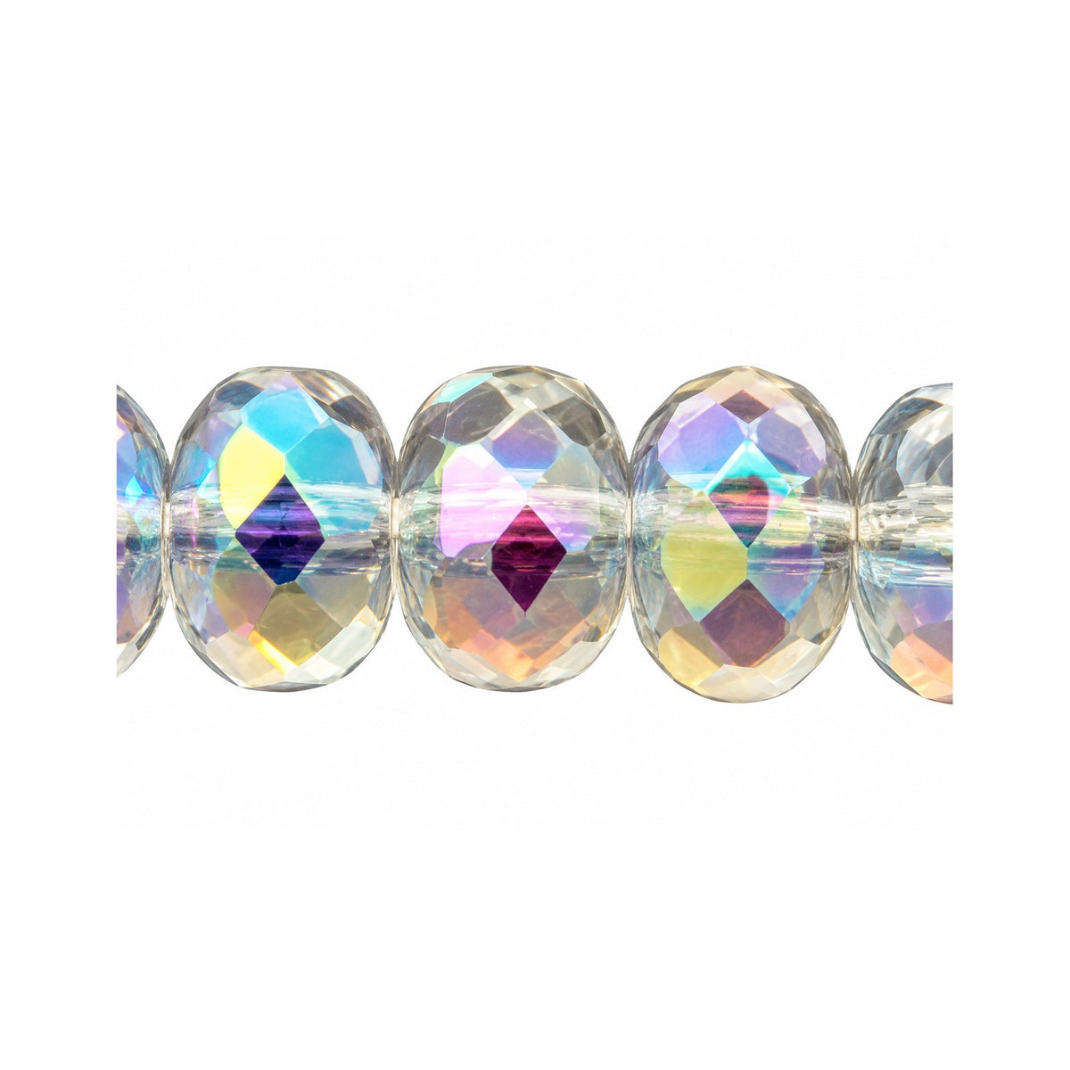 Special Cut Faceted Fire Polished Beads, Crystal Ab (00030-28701), Glass, Czech Republic