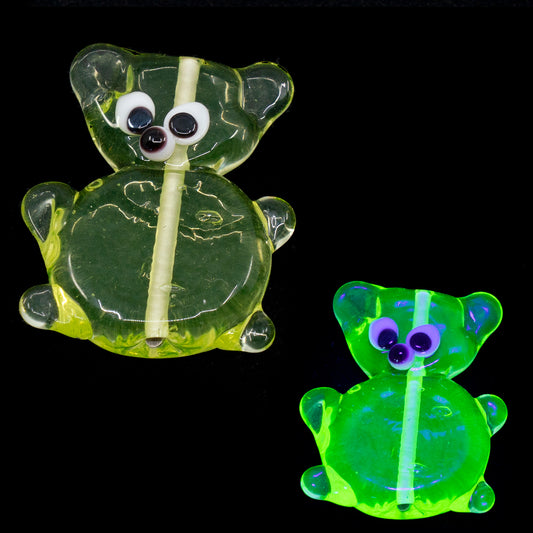 OUTLET 10 grams Handmade Lampwork Bear Beads, 30 x 30 mm, Transparent Yellow (80130), Glass, Czech Republic